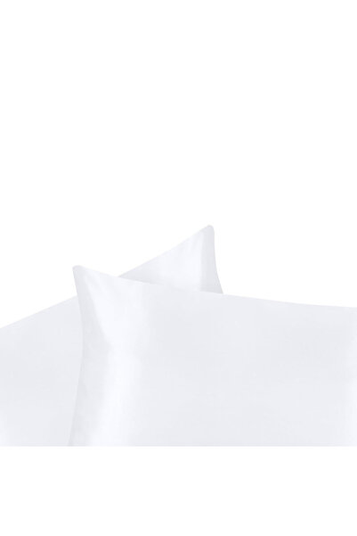 AG ATÖLYE Μαξιλαροθήκη 50x70 εκ. Μεταξωτό Σατέν - 2 τμχ Λευκά σγουρά μαλλιά και προίκα