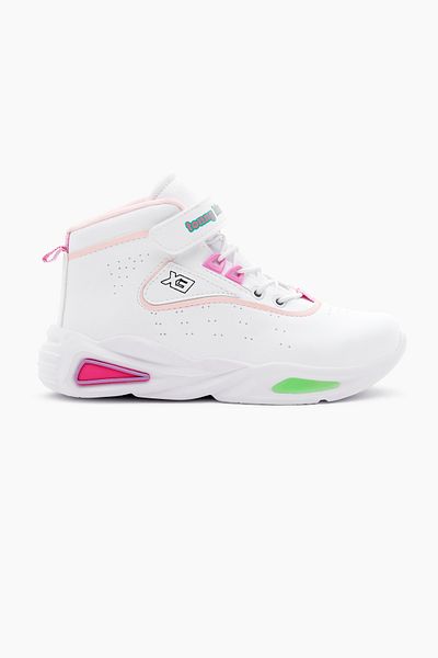 Tonny Black Pantofi sport unisex pentru copii - alb, fucsia, elastic și velcro