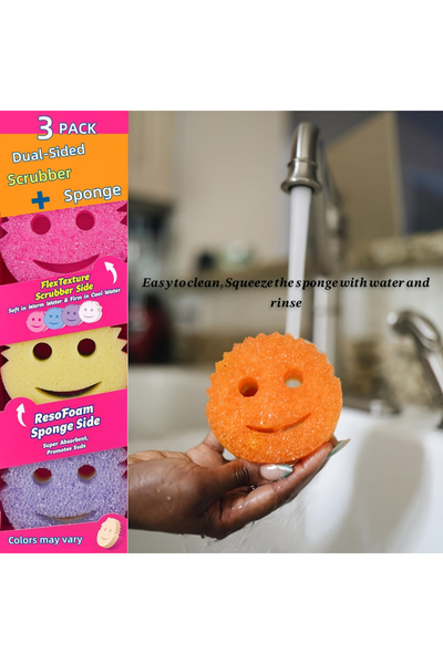 Choice إسفنجة مطبخ مزدوجة الجوانب مكونة من 3 قطع - حساسة لدرجة الحرارة، وسادة تنظيف خالية من الخدوش، مناسبة ...