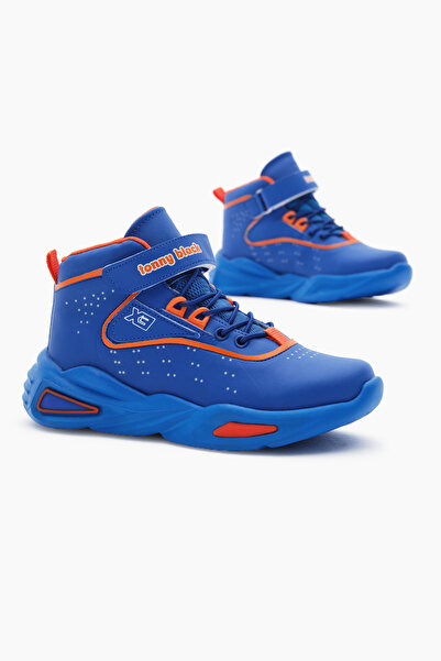 Tonny Black Kids Unisex Sax Blue Phylon Sole Rubber Laced and Velcro Sports Basketball Shoes