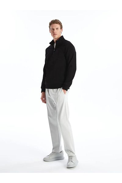 LC Waikiki Lcwaikiki Classic Black Stand Collar Long Sleeve Men's Thick Sweatshirt