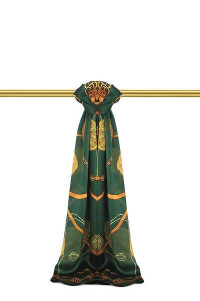 Bursa İpek Σαλιάρα με μοτίβο σμαραγδένιας ζώνης Sura Silk