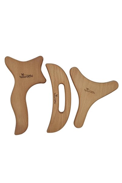 Naturachi Ahşap Graston Madero Terapi ve Selülit 3'lü Masaj Aleti Model 8