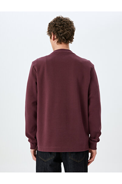 Koton Φούτερ με λαιμόκοψη από βαμβακερό πικέ ύφασμα Basic