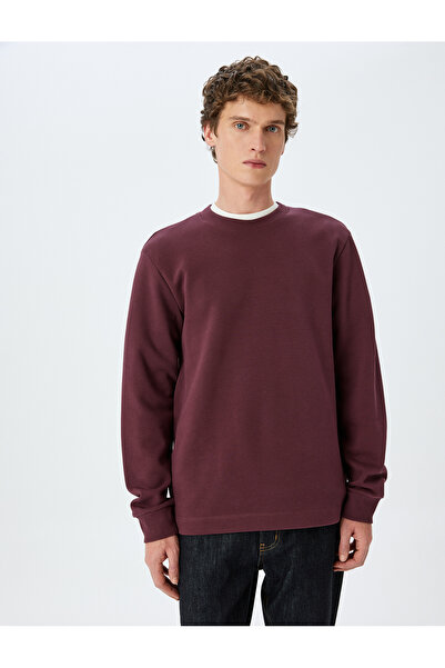 Koton Φούτερ με λαιμόκοψη από βαμβακερό πικέ ύφασμα Basic