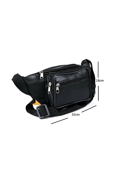 deri hobi Nwpolo Hakiki Deri Bel Çantası Siyah 18cm X 32cm