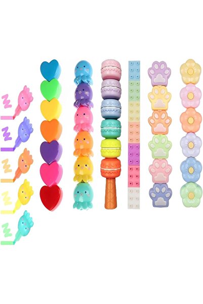 Arabest 6 Pcs (33 Pcs) Mini Highlighter Pens, Pastel Colourful Detachable for...