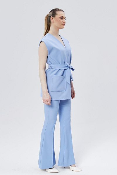 Appleline Set pantaloni kimono și vestă cu curea pentru femei - BEBE BLUE