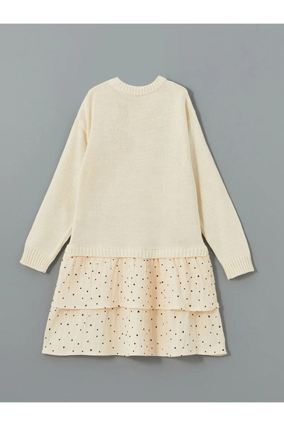 LC Waikiki LCW Kids Ecru kerékpáros nyakú női gyerek kötött ruha