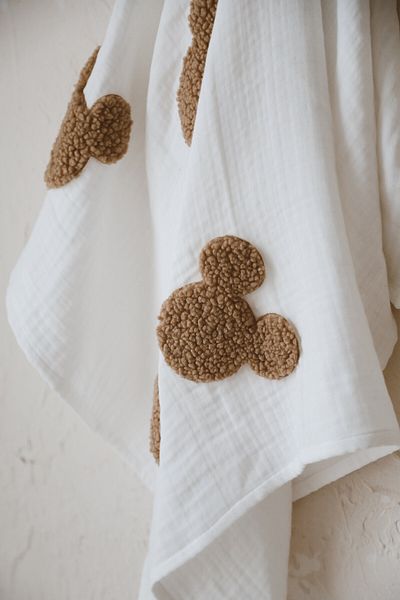 DERY BABY Ecru Muslin Teddy - 4 Layer Souris Blanket