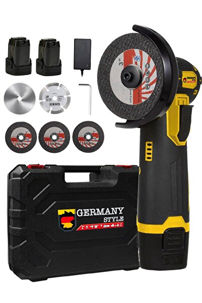 Germany Style Alman-MS365 Çift Akülü Açılı Şarjlı Avuç Taşlama Demir Kesme 75mm