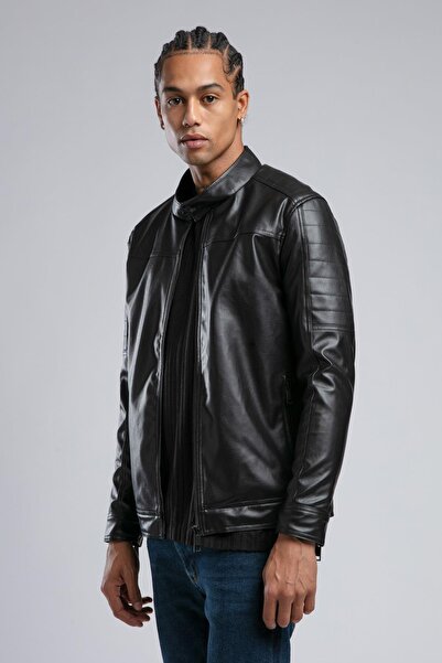 Lee Cooper Deric men's black pu leather jacket