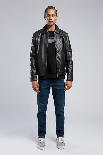 Lee Cooper Men's Black Pu Coat - Podlog