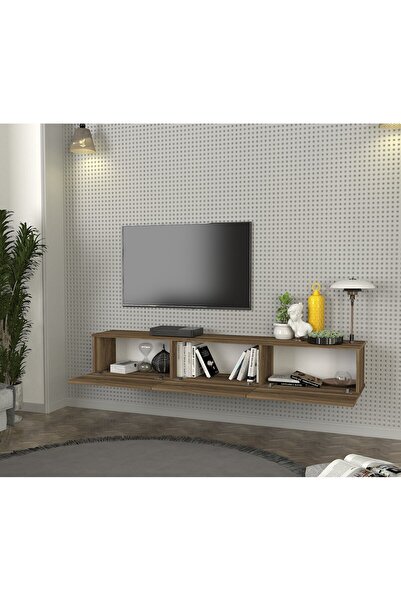dorpek Cercei Tv Ünitesi Modern Tasarım, Geniş Ekran Uyumlu, Raflı Ve Geniş Alanlı Tv Sehpası 180 Cm Ceviz