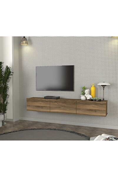 dorpek Cercei Tv Ünitesi Modern Tasarım, Geniş Ekran Uyumlu, Raflı Ve Geniş Alanlı Tv Sehpası 180 Cm Ceviz