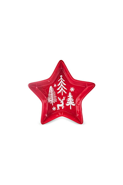 Karaca New Year Yılbaşı Snowy Star Çerezlik 18 Cm Kırmızı
