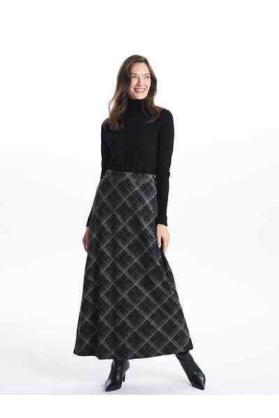 LC Waikiki Fusta de damă cu model cu talie elastică Lcw Grace neagră