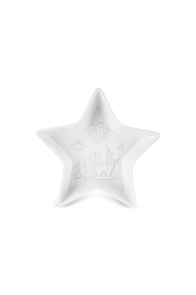 Karaca New Year Yılbaşı Snowy Star Çerezlik 24 Cm Beyaz