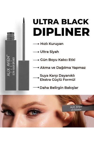 Alix Avien Long-Lasting, Waterproof, Intense Pigmented Felt Tip Black Liquid Eyeliner - Ultra Black Dipliner