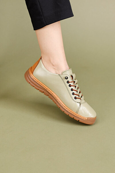 Getcho Snotra Women's Genuine Leather Green Casual Shoes