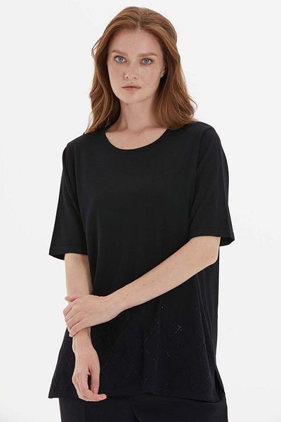 Two Mail Black Stone Detailed Blouse