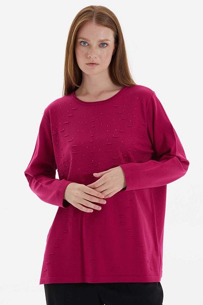 Two Mail Fuchsia Stacked Patterned Blouse