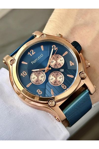 Ferrucci Men's Wicker Metal Cord Wrist Watch