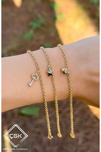 Çgk Çiğdem Gürel Kuyumculuk Doç Zincir Yıldızlı Altın Bileklik