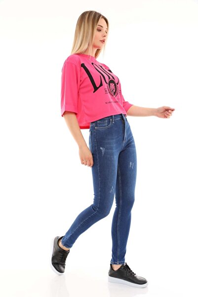 Kadın Skinny Jean Pantolon 1031 Koyu Mavi