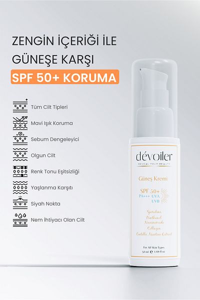 Devoiler Spf50 Sunscreen - Anti-Aging, Anti-Pore, Skin Tone Equalizer, Colorless