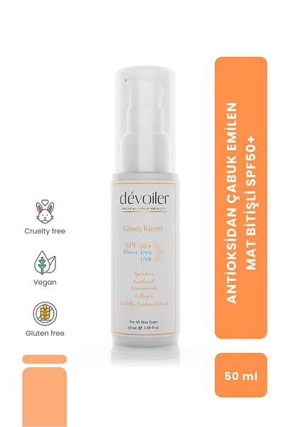 Devoiler Spf50 Sunscreen - Anti-Aging, Anti-Pore, Skin Tone Equalizer, Colorless