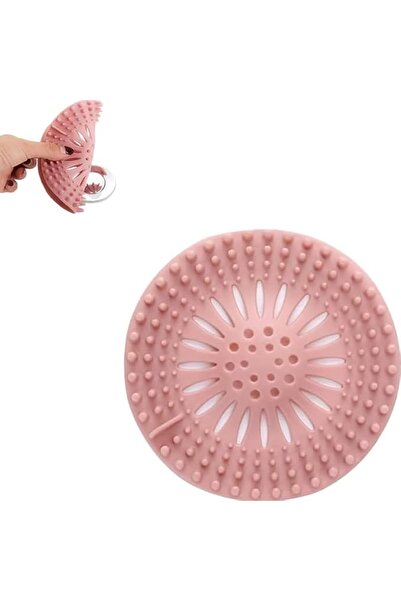 MAİN SHOP قطعتان من سدادة الحوض والبانيو السيليكونية مع مصفاة دائرية، سدادة حمام باللون الوردي M-140