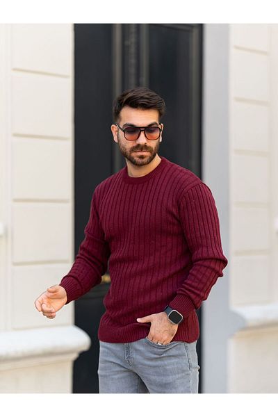 Know Pulover pentru bărbați Burgundy Thessaloniki cu decolteu triplu