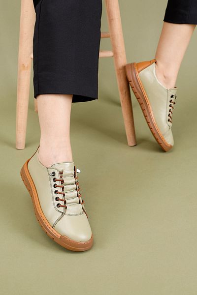 Getcho Snotra Women's Genuine Leather Green Casual Shoes