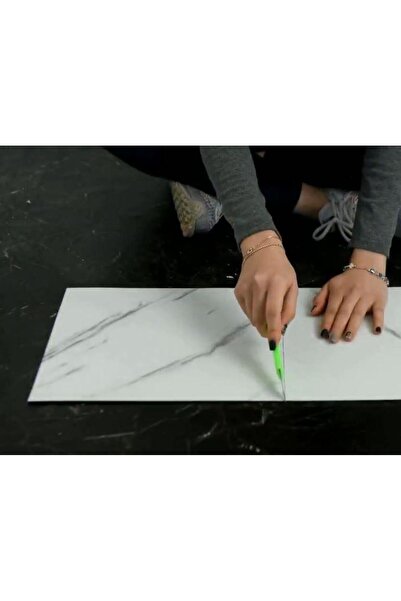 Renkli Duvarlar Yapışkanlı Beyaz Mermer Desen 6 Adet Zemin Yer Duvar Döşeme Paneli