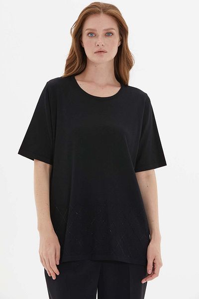 Two Mail Black Stone Detailed Blouse