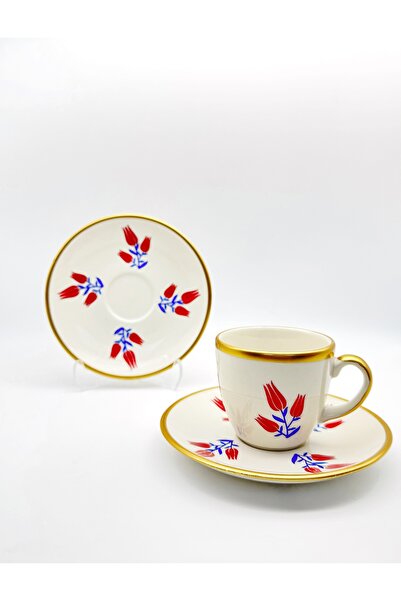 ÖzcamKristal 6 Kişilik 12 Parça Porselen Emirgan Türk Kahvesi Fincan Takımı –...