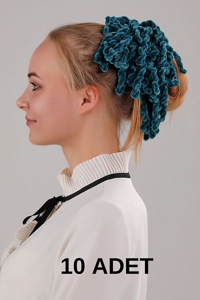 Melodi Scarf Emerald Green Velvet Scarf - 10-Piece Bun Buckle