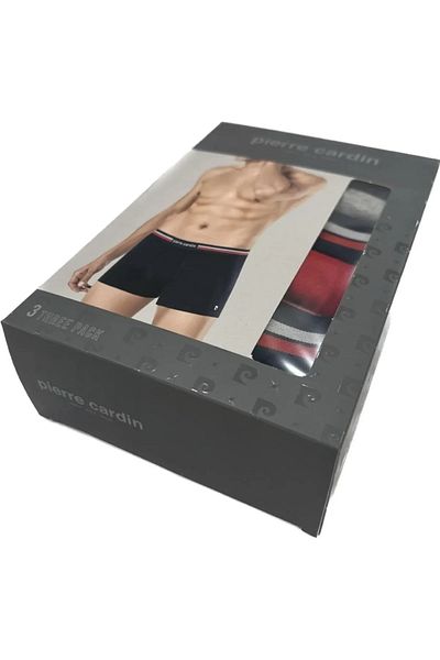 Pierre Cardin Σετ μπόξερ 3 τεμαχίων Navy Blue-Red-Grey - Βαμβάκι και Lycra Q3.U.9O.K5.K.A.P.C