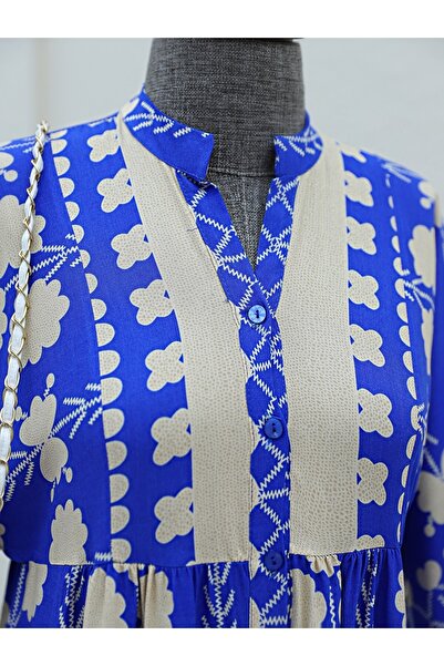 Modamorfo Φούστα με μισό κουμπί, μακρύ φόρεμα από βισκόζη - μπλε κοβαλτίου