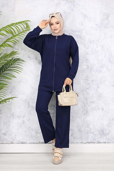benguen Navy Blue 3344 - Zippered Double Set