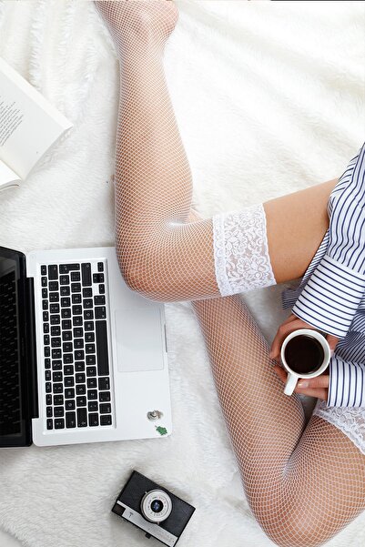 Dore Çorap Silicone Lacy Mesh Knee High Women's Socks