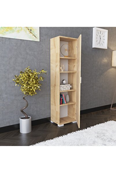 boreas design Atlantik Çok Amaçlı Dolap Tek Kapaklı 5 Raflı Banyo Dolabı Mutf...