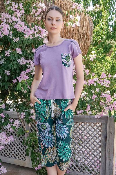 Jiber Women's Lilac Floral Capri Suit 10051