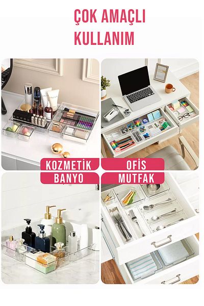 FİTHOME Set de 10 sertare multifuncționale Organizator transparent Organizator de bijuterii pentru machiaj