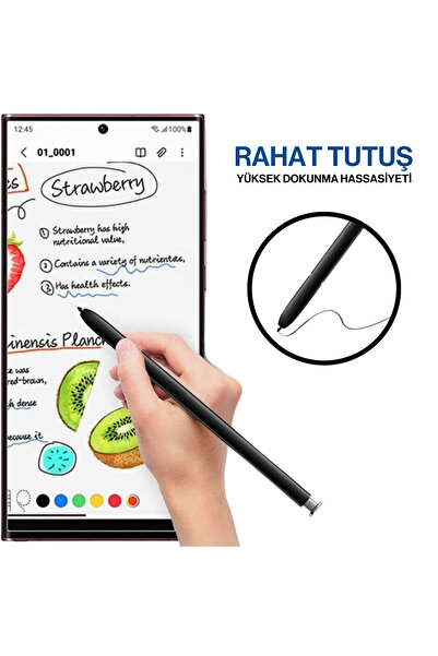 Techmaster Samsung Galaxy S22 S23 Ultra Uyumlu S Pen Dokunmatik Stylus Kalem ve Yedek Uç