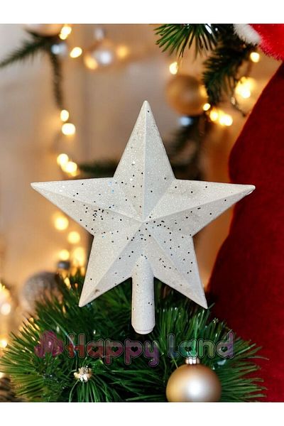 Happyland Christmas Pine Tree Ornament White Peak Star Ornament Star Peak 15 cm
