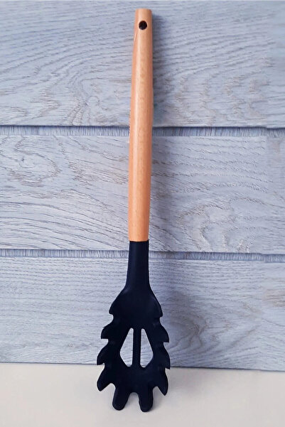 ÖzSa Home 9 Piece Silicone Ladle Colander Spoon Brush Beater Bamboo Handle Kitchen Serving Set Set