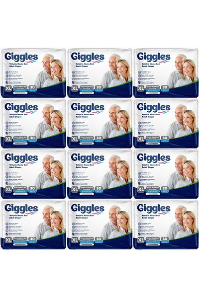 giggles Adult Waistband Diapers - Extra Large (XL) 360 Pieces (12Pk*30)