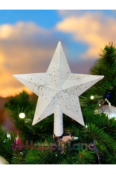 Happyland Christmas Pine Tree Ornament White Peak Star Ornament Star Peak 15 cm
